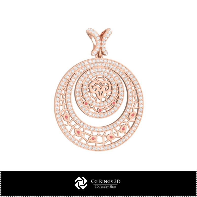 Ciondolo tridimensionale Ariete donna, gioielleria CAD 3D, ciondoli CAD 3D, ciondoli zodiacali 3D