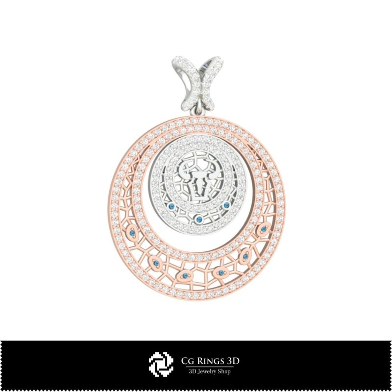 Pendentif 3D Femme Signe du Taureau, Bijoux 3D CAO, Pendentifs CAO 3D, Pendentifs Zodiacaux 3D
