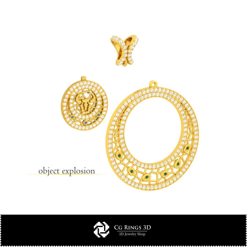 Colgante 3D Signo Tauro para Mujer, Joyería CAD 3D, Colgantes CAD 3D, Colgantes Zodiacales 3D