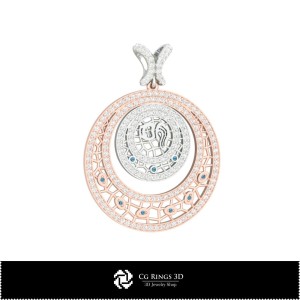 3D Women's Aquarius Zodiac Pendant Home, Jewelry 3D CAD, Pendants 3D CAD , 3D Zodiac Pendants 2