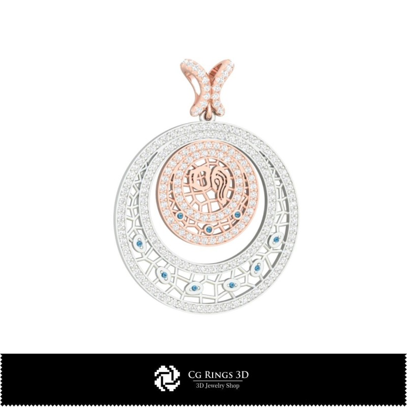 Ciondolo 3D Donna Acquario, Gioielli 3D CAD, Ciondoli 3D CAD, Ciondoli Zodiacali 3D