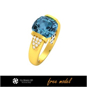 3D 宝石戒指 - 免费 3D 模型主页，珍贵宝石戒指 3D，珠宝 3D CAD，免费 3D 珠宝，戒指 3D CAD，时尚戒指