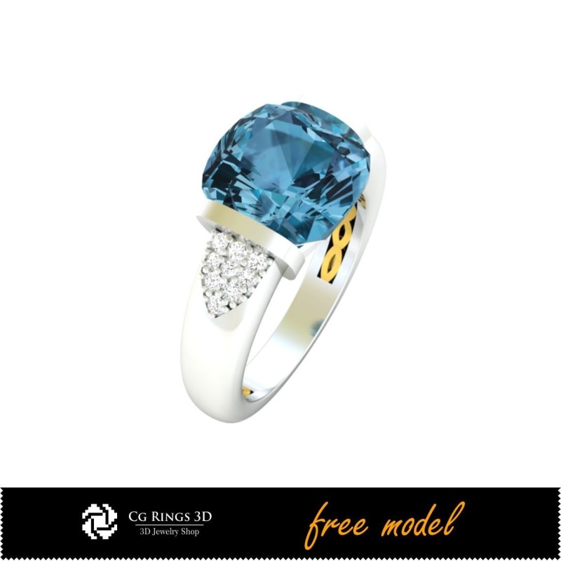 3D 宝石戒指 - 免费 3D 模型主页，珍贵宝石戒指 3D，珠宝 3D CAD，免费 3D 珠宝，戒指 3D CAD，时尚戒指
