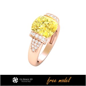 Anillos con gemas 3D - Modelo 3D gratuito para hogar, anillos con gemas preciosas 3D, joyería 3D CAD, joyería 3D gratuita, 2