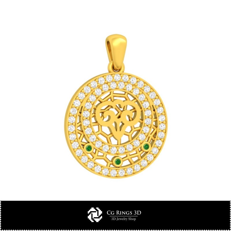 3D-Widder-Zeichen Kinderohrringe Zuhause, Schmuck 3D-CAD, Anhänger 3D-CAD, 3D-Zeichenanhänger, 3D-Kinderanhänger