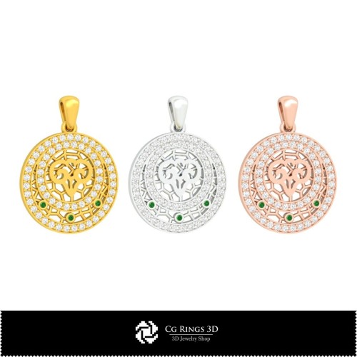 3D白羊座儿童耳环家居装饰，珠宝3D CAD，吊坠3D CAD，3D星座吊坠，3D儿童吊坠