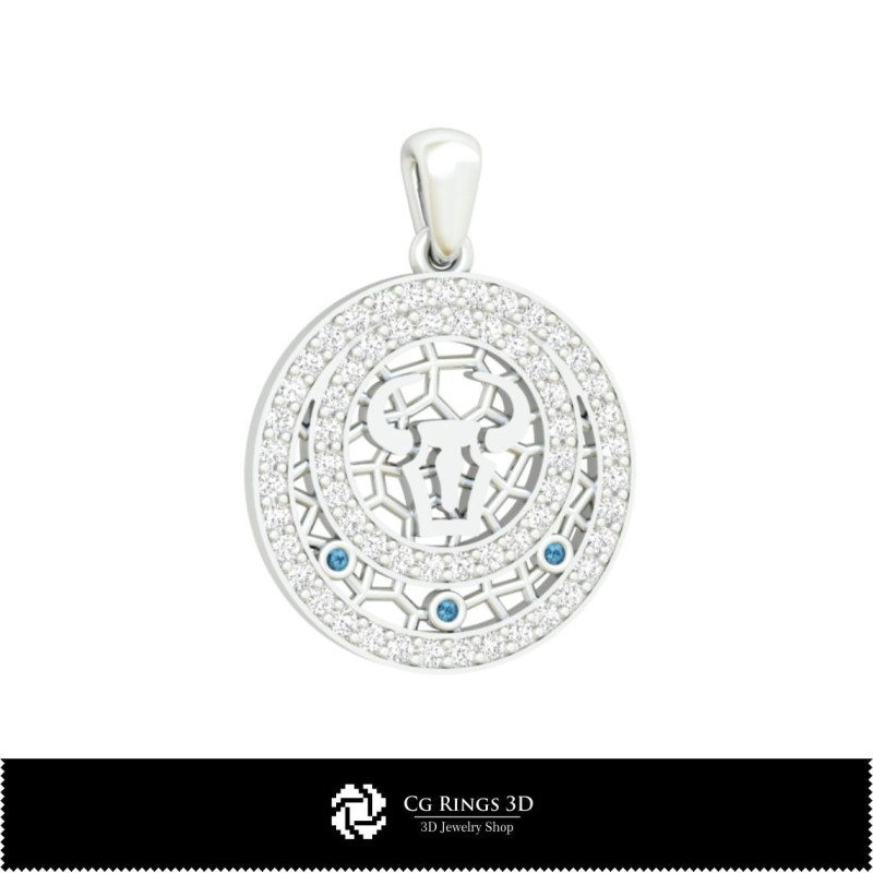 Pandantiv pentru copii 3D Zodia Taurului pentru acasă, Bijuterii 3D CAD, Pandantive 3D CAD, Pandantive zodiacale 3D, Pandantive