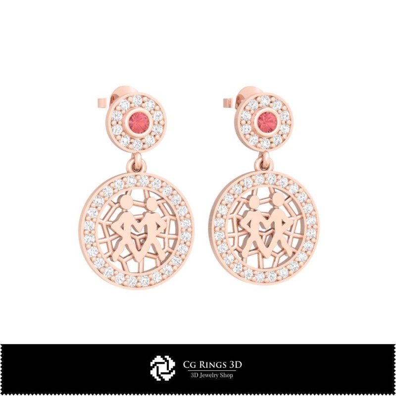 3D Zwillings-Zeichen Kinderohrringe Zuhause, Schmuck 3D CAD, Ohrringe 3D CAD, 3D Diamantohrringe, 3D Tropfenohrringe, 3D Kinder