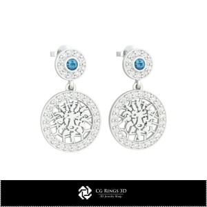 3D Leo Zodiac Children Earrings Home, Jewelry 3D CAD, Earrings 3D CAD , 3D Diamond Earrings, 3D Drop Earrings, 3D Children Earr 2