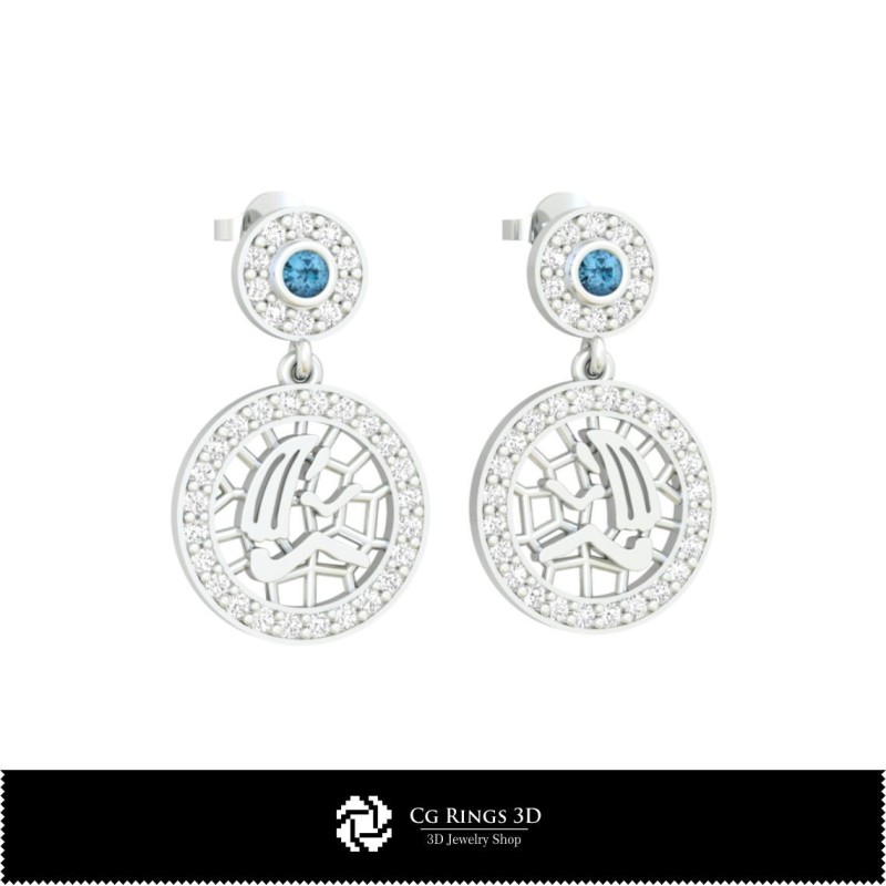 Pendientes infantiles Virgo 3D, joyería CAD 3D, pendientes CAD 3D, pendientes de diamante 3D, pendientes colgantes 3D,