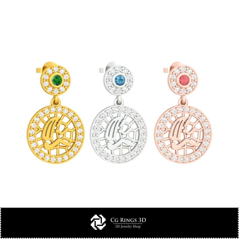 3D Jungfrau Sternzeichen Kinderohrringe Home, Schmuck 3D CAD, Ohrringe 3D CAD, 3D Diamantohrringe, 3D Hängeohrringe, 3D