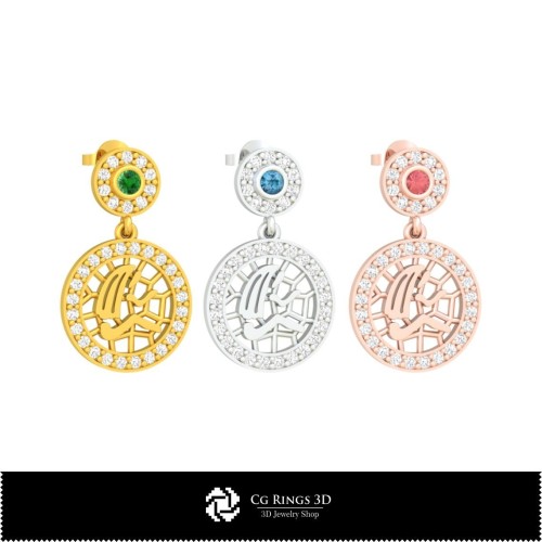 3D Virgo Zodiac Children Earrings Home, Jewelry 3D CAD, Earrings 3D CAD , 3D Diamond Earrings, 3D Drop Earrings, 3D Children Ea