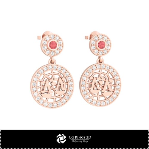 Orecchini per Bambini Bilancia 3D Zodiac, Gioielleria CAD 3D, Orecchini CAD 3D, Orecchini Diamante 3D, Orecchini Pendenti 3D,