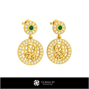 Boucles d'oreilles enfant Scorpion 3D zodiaque Maison, Bijoux 3D CAO, Boucles d'oreilles 3D CAO, Boucles d'oreilles diamant 3D,