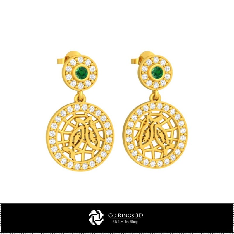 Boucles d'oreilles enfants Poissons 3D, Maison, Bijoux CAD 3D, Boucles d'oreilles CAD 3D, Boucles d'oreilles diamant 3D,