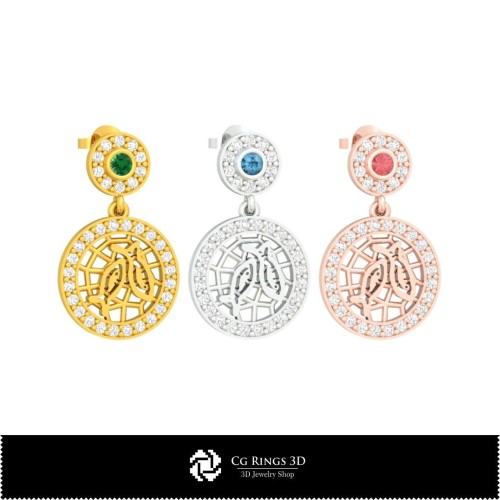 Boucles d'oreilles enfants Poissons 3D, Maison, Bijoux CAD 3D, Boucles d'oreilles CAD 3D, Boucles d'oreilles diamant 3D,