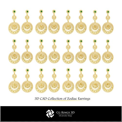 Colección 3D de Pendientes del Zodiaco Home, Joyería CAD 3D, Colecciones de Joyería CAD 3D