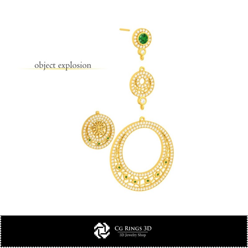 3D-Schmuckset mit Löwe-Zodiac-Design, 3D-Schmuck-CAD, 3D-Schmucksets-CAD