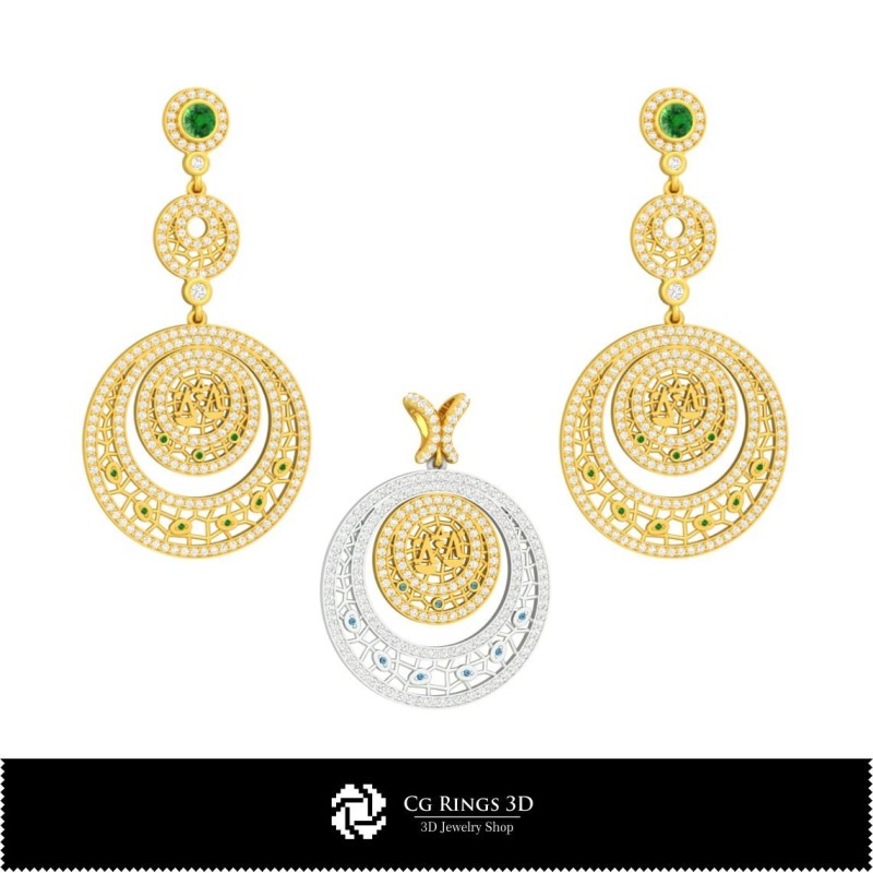 Ensemble de bijoux 3D avec signe du zodiaque Balance, CAD joaillerie 3D, ensembles de bijoux CAD 3D
