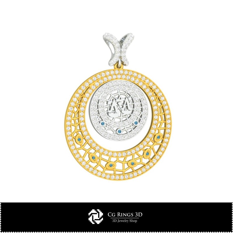 Set di Gioielli 3D con Bilancia Zodiacale, Gioielli 3D CAD, Set di Gioielli 3D CAD