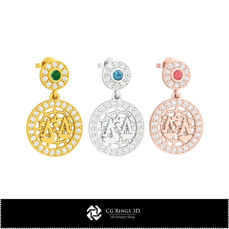 Colección 3D de Pendientes de Niños del Zodiaco para el Hogar, Joyería CAD 3D, Colecciones de Joyería CAD 3D