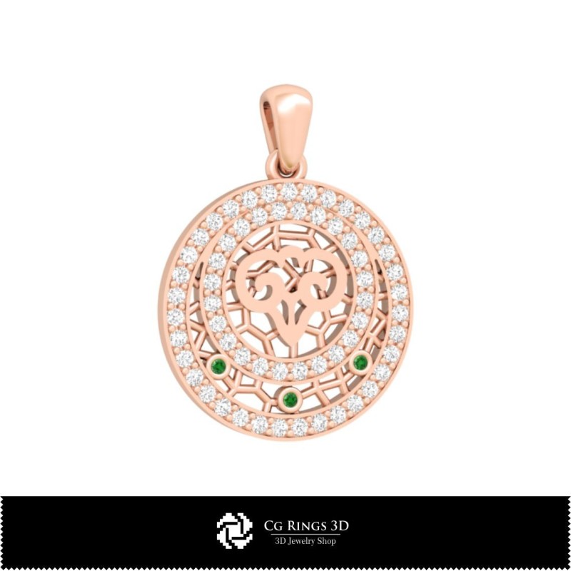 3D-Kinderschmuck-Set mit Widder-Zodiac-Haus, 3D-Schmuck-CAD, 3D-Schmuck-Sets