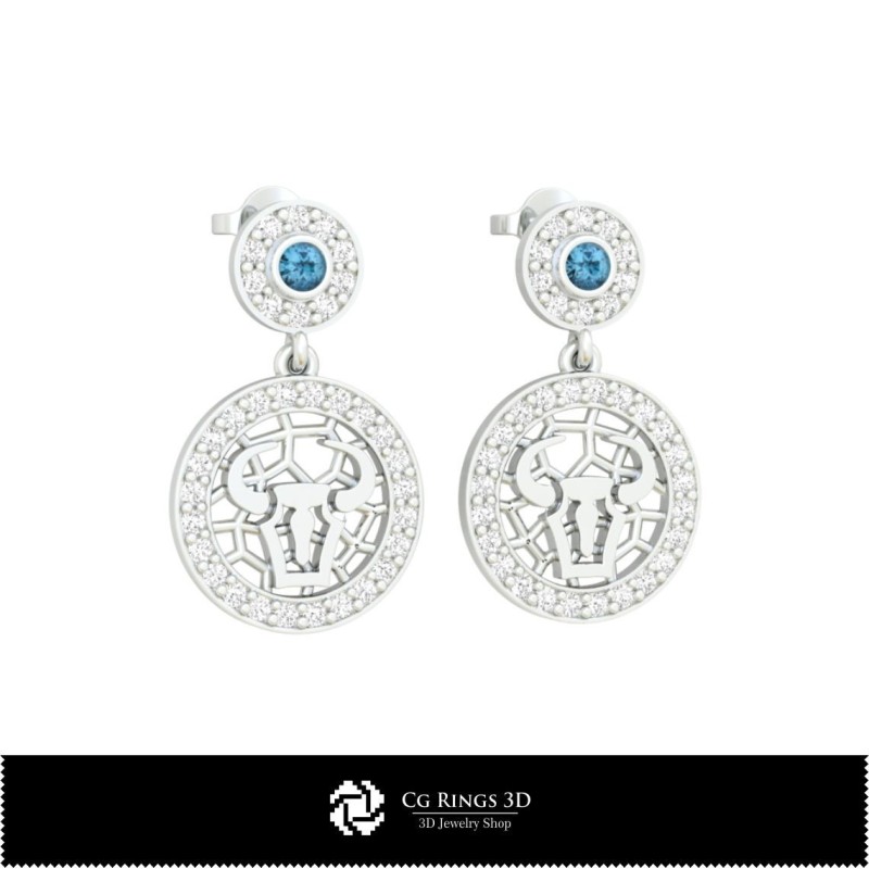 Set bijuterii 3D pentru copii cu semnul zodiacal Taur, bijuterii CAD 3D, seturi de bijuterii CAD 3D