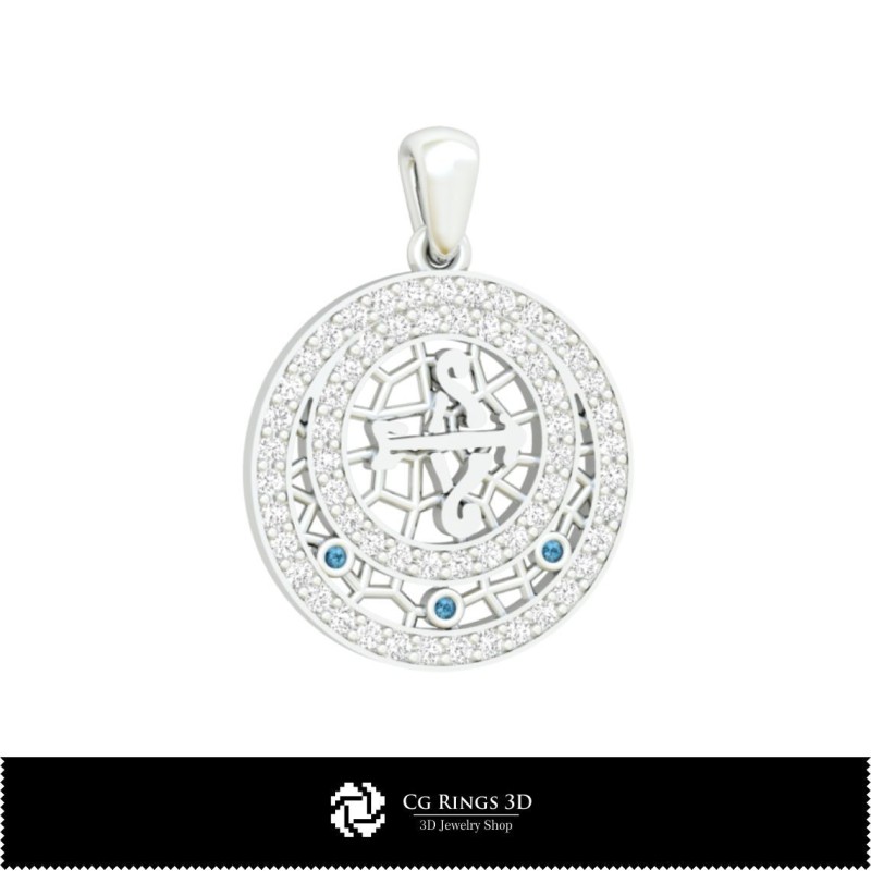 3D-Kinder-Schmuckset mit Schütze-Zodiac-Haus, Schmuck 3D-CAD, Schmucksets 3D-CAD