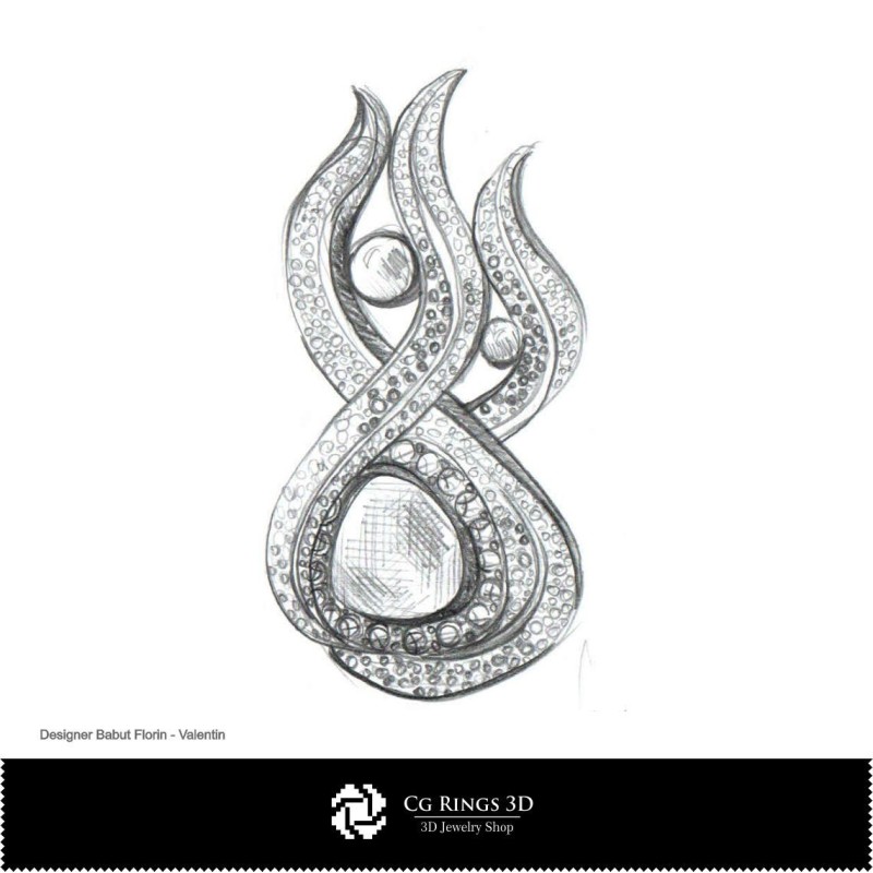 Broschen-Skizze — Schmuckdesign Schmuckskizzen