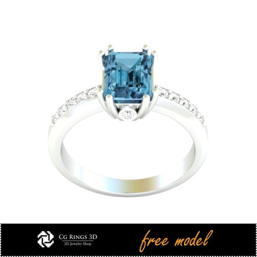 Anillo de compromiso 3D - Modelo 3D gratuito para hogar, anillos de compromiso 3D, joyería 3D CAD, joyería 3D gratuita, anillos