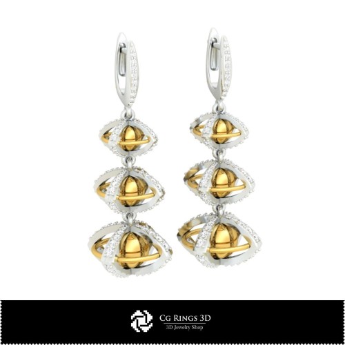 Orecchini a Sfera 3D Casa, Gioielli CAD 3D, Orecchini CAD 3D, Orecchini a Diamante 3D, Orecchini Pendenti 3D, Orecchini a