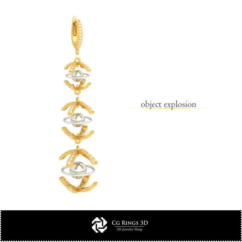 Pendientes de esfera 3D para el hogar, Joyas CAD 3D, Pendientes CAD 3D, Pendientes de diamantes 3D, Pendientes colgantes 3D,