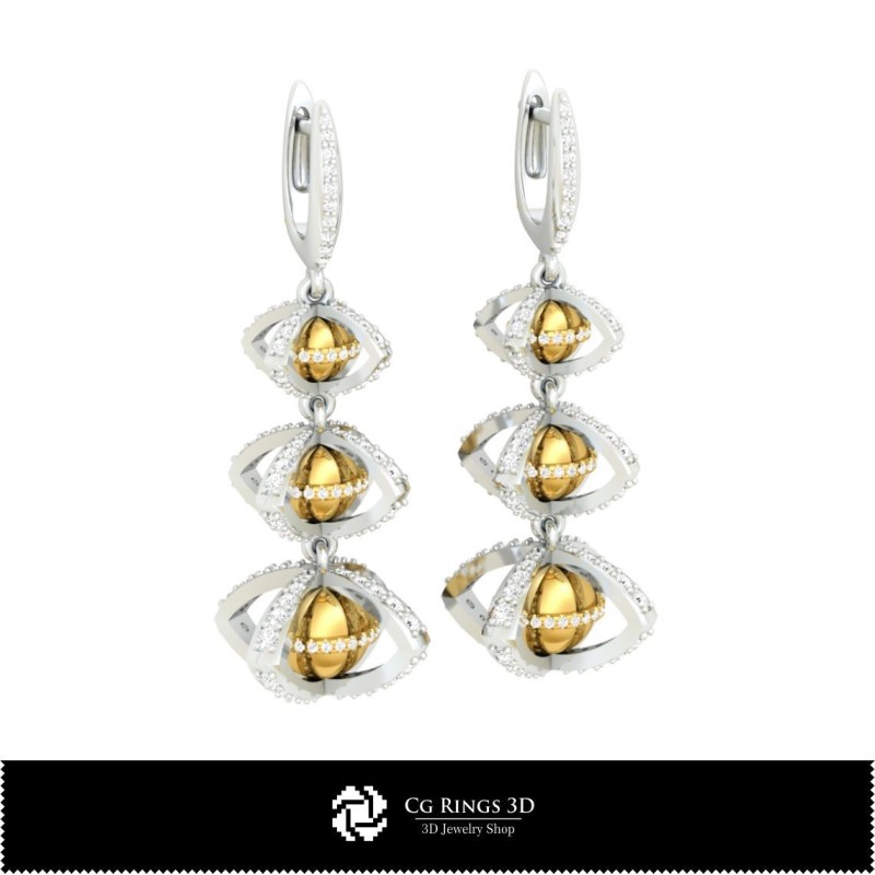 Boucles d'oreilles boule 3D, Bijoux DAO 3D, Boucles d'oreilles DAO 3D, Boucles d'oreilles diamant 3D, Boucles d'oreilles