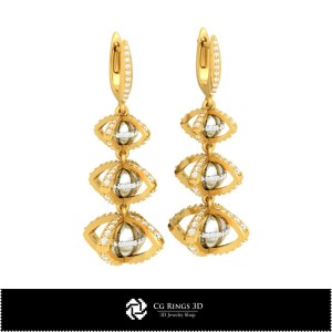 3D Ball Earrings Home, Jewelry 3D CAD, Earrings 3D CAD , 3D Diamond Earrings, 3D Drop Earrings, 3D Chandelier Earrings 2