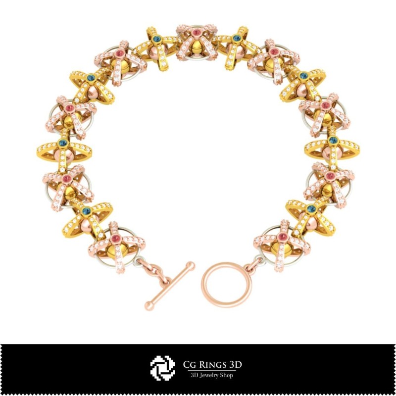 Bracciale con palla 3D Casa, Gioielli 3D CAD, Braccialetti 3D CAD, Bracciali con diamanti 3D, Bracciali 3D