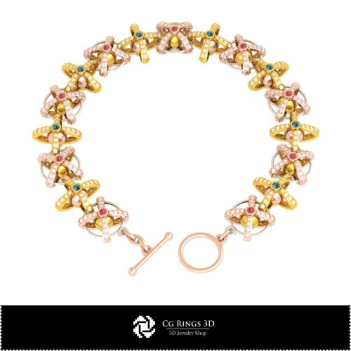 Bracelet boule 3D maison, Bijoux CAO 3D, Bracelets CAO 3D, Bracelets diamants 3D, Bracelets 3D