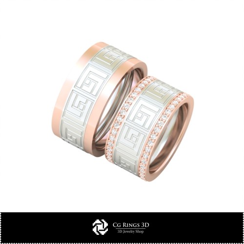 Anillo de boda 3D con diamantes, Joyería CAD 3D, Anillos CAD 3D, Alianzas 3D, Anillos con diamantes 3D