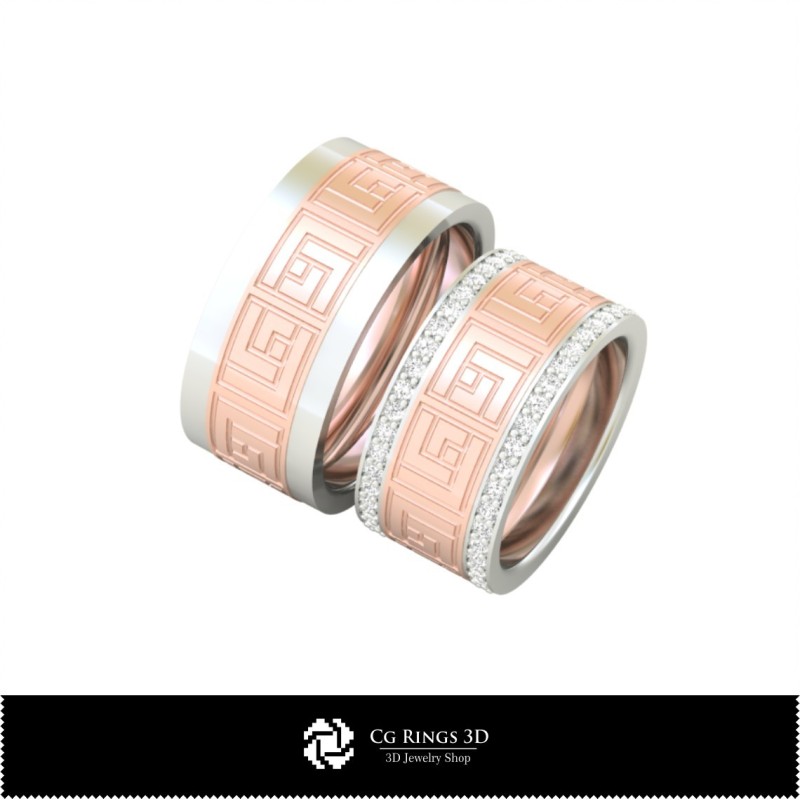 Anillo de boda 3D con diamantes, Joyería CAD 3D, Anillos CAD 3D, Alianzas 3D, Anillos con diamantes 3D