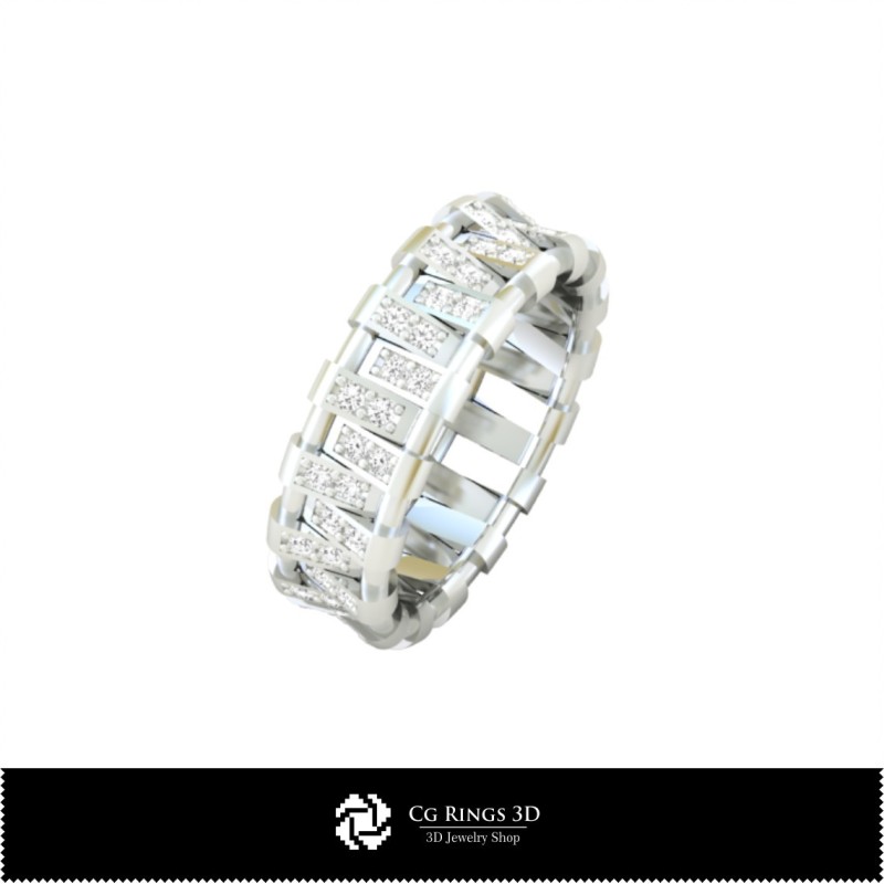 Verighete 3D pentru femei cu diamante Acasă, Bijuterii CAD 3D, Inele CAD 3D, Verighete 3D, Inele cu diamante 3D