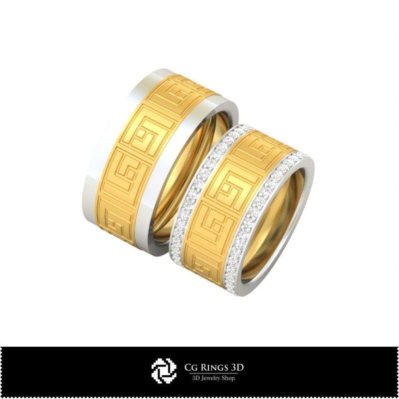 Bague de mariage 3D avec diamants, Bijoux CAO 3D, Bagues CAO 3D, Alliances 3D, Bagues à diamant 3D