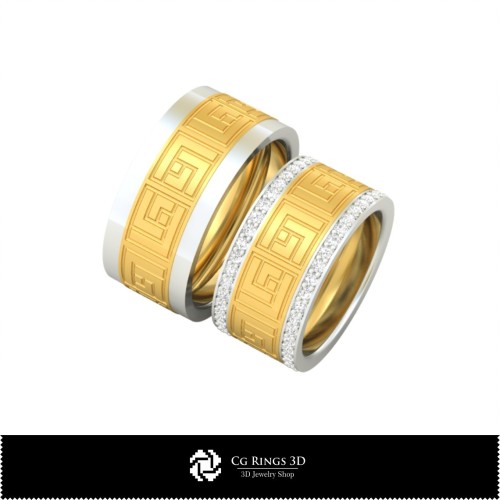 Bague de mariage 3D avec diamants, Bijoux CAO 3D, Bagues CAO 3D, Alliances 3D, Bagues à diamant 3D