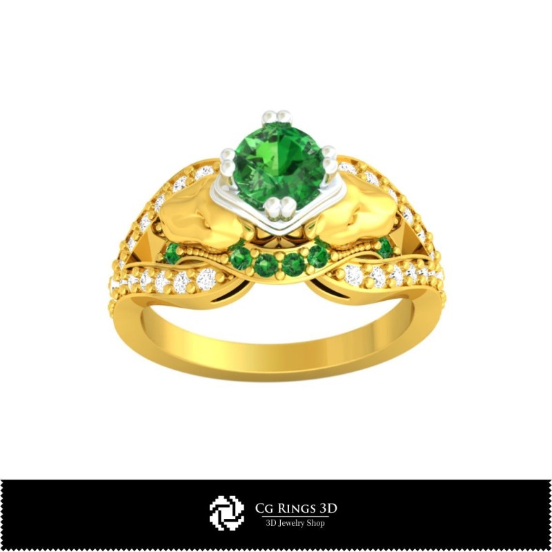 3D Jugendstil-Verlobungsringe Zuhause, Schmuck 3D CAD, Ringe 3D CAD, Vintage-Schmuck 3D CAD, Mode-Ringe 3D, 3D Jugendstil