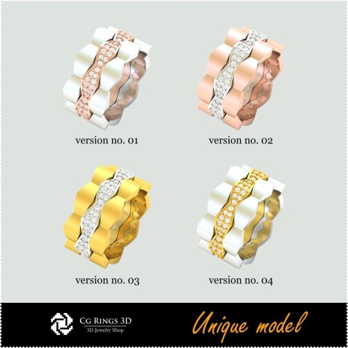 Inele de nuntă unice 3D CB Home, bijuterii 3D CAD, bijuterii unice 3D, inele 3D CAD, verighete 3D, inele de modă 3D