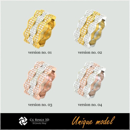 3D 独特结婚戒指 CB 家居，珠宝 3D CAD，3D 独特珠宝，戒指 3D CAD，结婚戒指 3D，时尚戒指 3D
