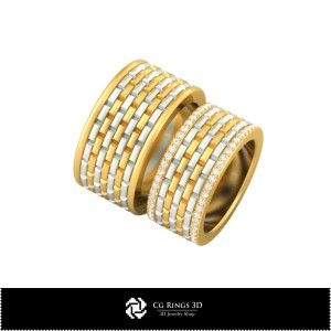3D-Hochzeitsring mit Diamanten, Schmuck 3D-CAD, Ringe 3D-CAD, Eheringe 3D, Diamantringe 3D