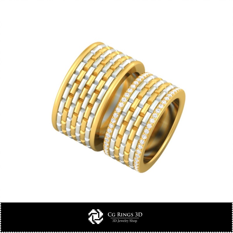 Anillo de boda 3D con diamantes, Joyería CAD 3D, Anillos CAD 3D, Alianzas 3D, Anillos con diamantes 3D