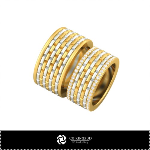 Bague de mariage 3D avec diamants Home, bijouterie 3D CAO, bagues 3D CAO, alliances 3D, bagues à diamants 3D