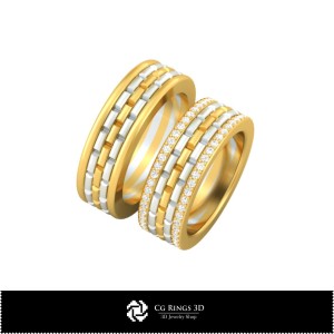 3D Wedding Ring With Diamonds Home, Jewelry 3D CAD, Rings 3D CAD , Wedding Bands 3D, Diamond Rings 3D 2