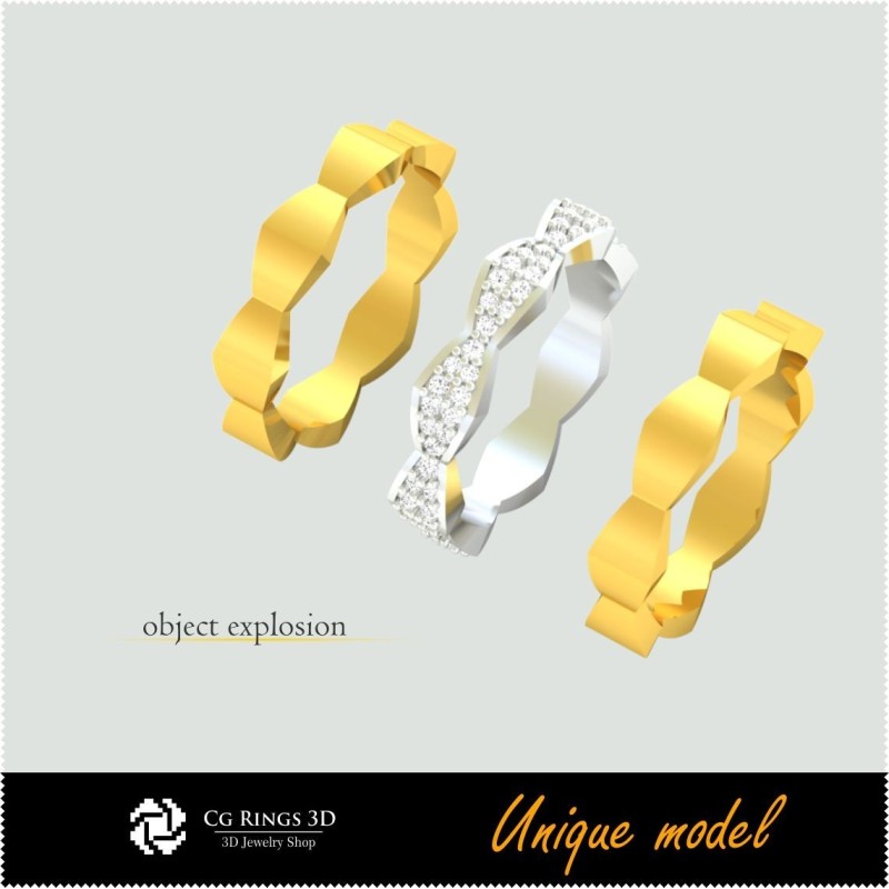 3D 独特结婚戒指 CB 家居，珠宝 3D CAD，3D 独特珠宝，戒指 3D CAD，结婚戒指 3D，时尚戒指 3D