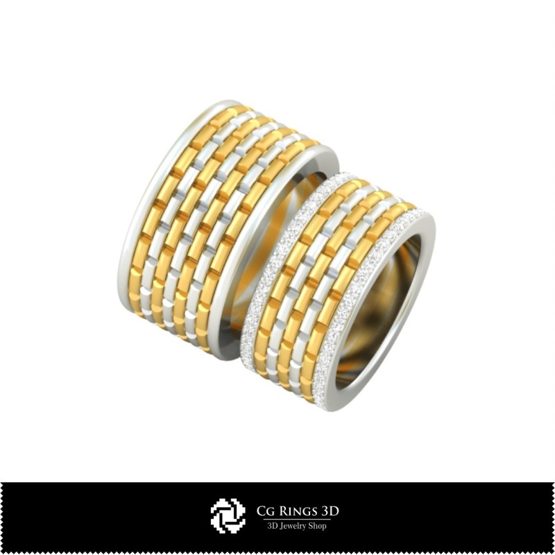 3D-Hochzeitsring mit Diamanten, Schmuck 3D-CAD, Ringe 3D-CAD, Eheringe 3D, Diamantringe 3D